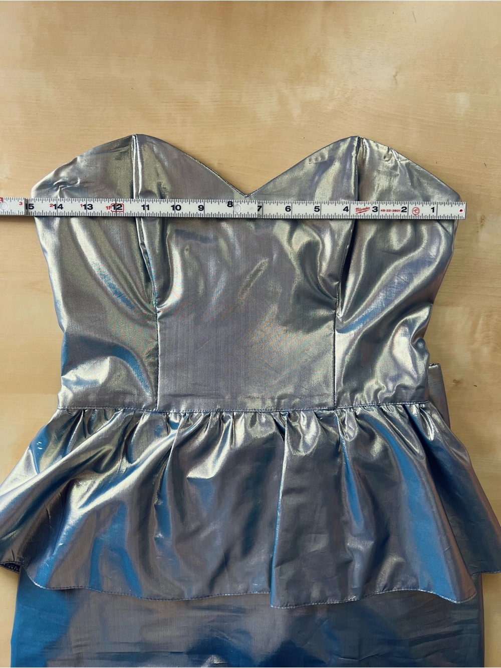 Gunne Sax Vintage 1980s Metallic Silver Lamé Peplum Pencil Cocktail Dress size 7 - Picture 7 of 13